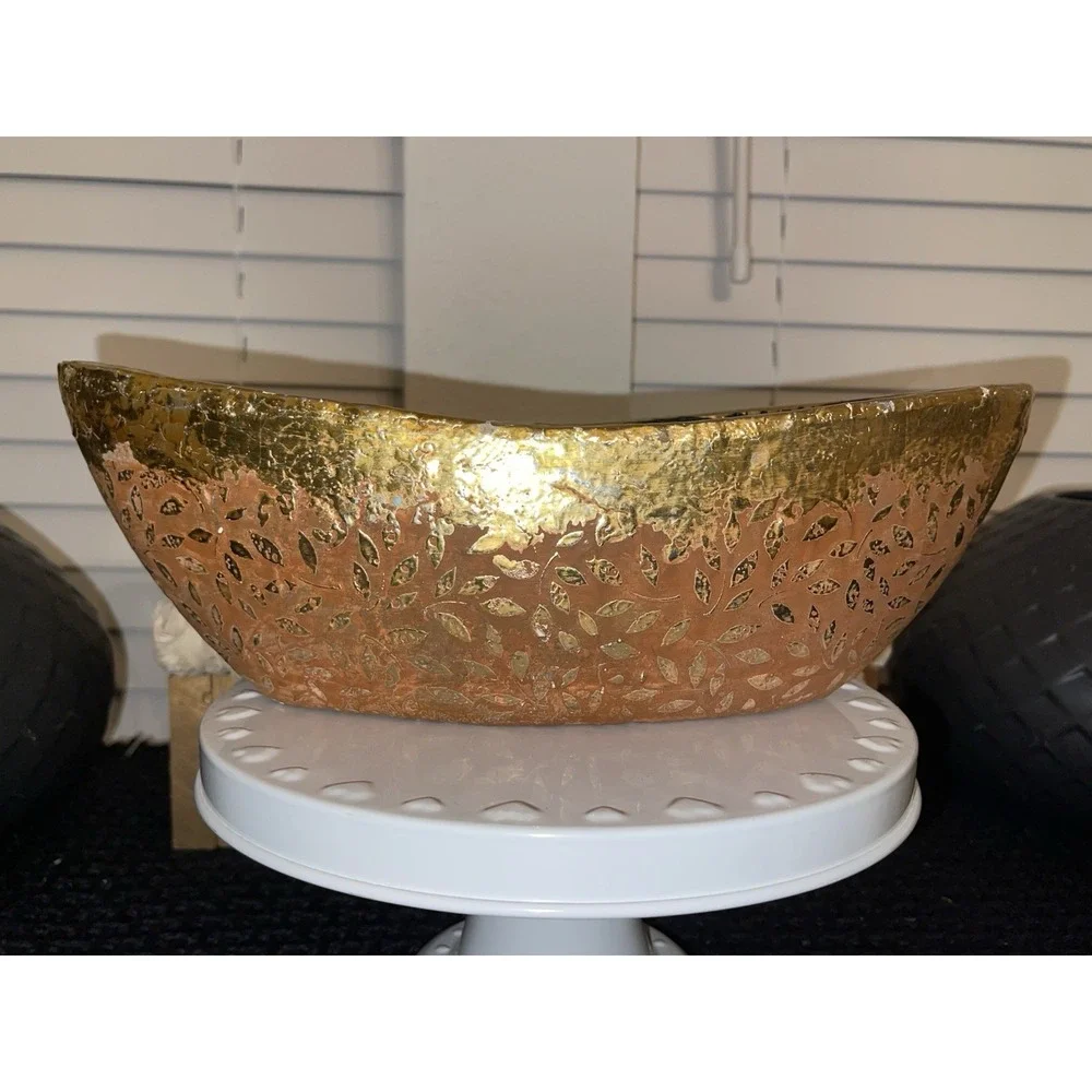 Anthropologie Studio Vine‎ Pot Gold Flake Design Plants Succulent Flower Pot